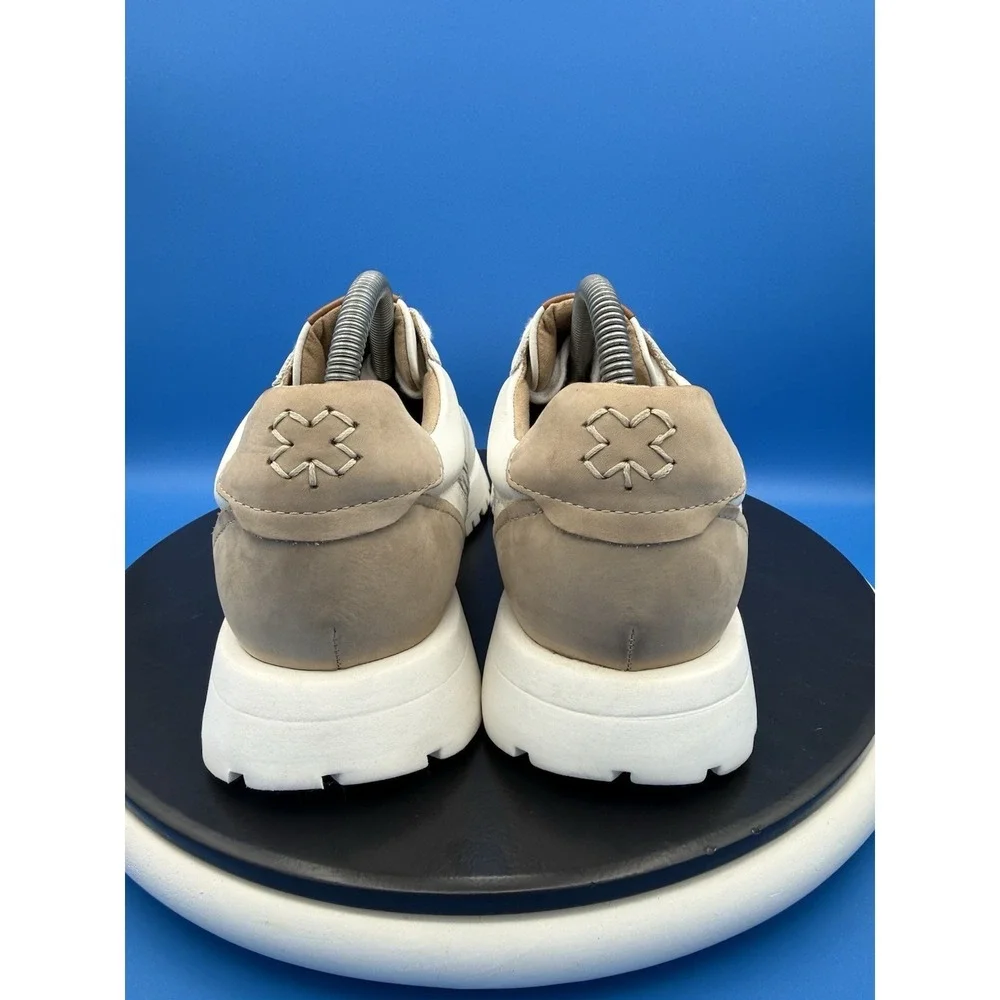 Lucky Brand Deva Womens 9.5M Woven White Silver Leather Sneakers Shoes NEW